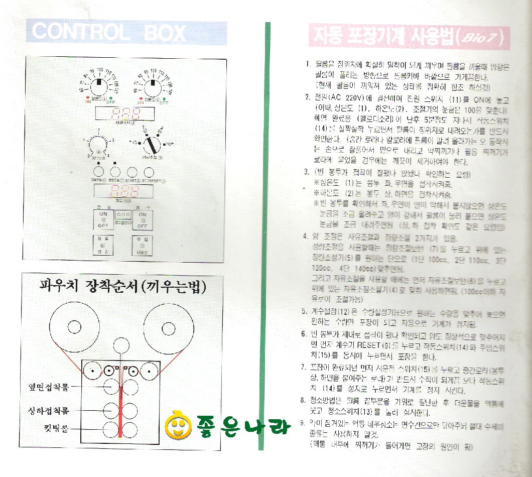 롤 포장기 설명서[판매안함]